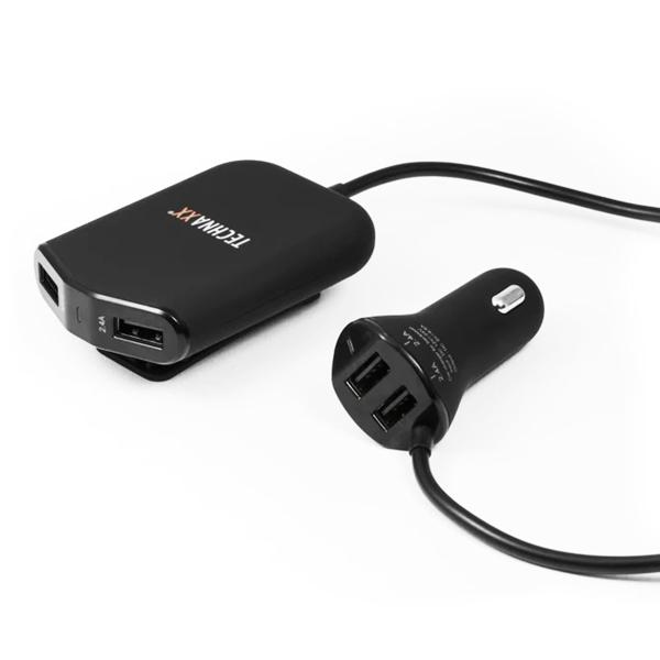 Praktisches Auto Ladegerät mit 4-fach USB-Anschluss (4 x max. 2,4 A), Family Charger KFZ Ladeadapter, Jeder Mitfahrer hat seine eigene Lademöglichkeit