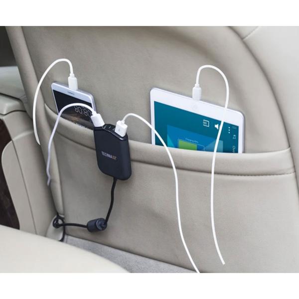 Praktisches Auto Ladegerät mit 4-fach USB-Anschluss (4 x max. 2,4 A), Family Charger KFZ Ladeadapter, Jeder Mitfahrer hat seine eigene Lademöglichkeit