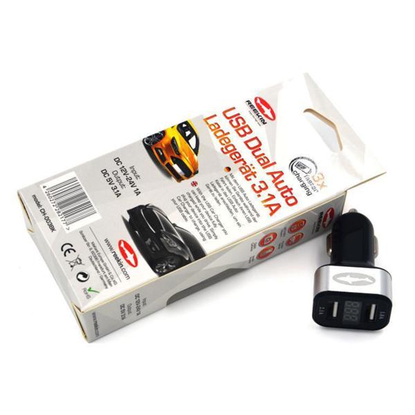Auto Ladegerät Dual USB 3.1 - Schnellladestecker für PKW, LKW, Wohnmobil - 3x schnelleres Laden mit Ampere Anzeige - 12V-24V Input - 5V 3.1A Output
