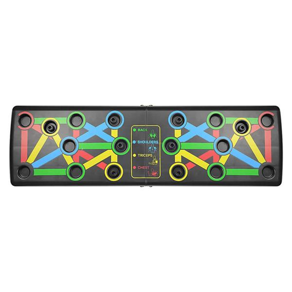 Push-Up-Board faltbar - 14-in-1 farbcodiertes Liegestützbrett - stärkt Brust Schultern Rücken Arme effektiv - schont Gelenke - 63x18.5x2cm