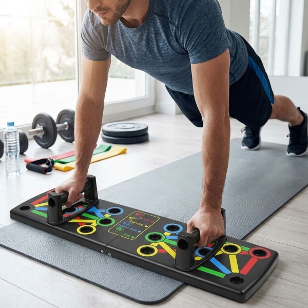 Push-Up-Board faltbar - 14-in-1 farbcodiertes Liegestützbrett - stärkt Brust Schultern Rücken Arme effektiv - schont Gelenke - 63x18.5x2cm