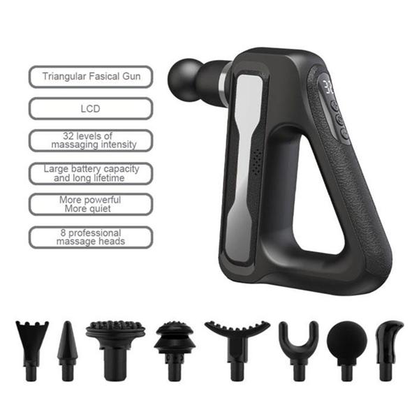 Massagepistole - Faszien- & Muskelmassage - Leistungsstarker High-Torque Motor mit leiser Gleittechnologie - 8 Aufsätze - 32 Frequenzstufen - USB aufladbar