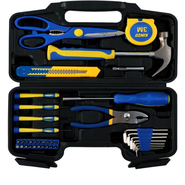 39-teiliger Werkzeugkoffer, mit Schraubendrehern, Bits & Schlüsseln (Stahl). Kompakter Werkzeugsatz für Haus & Hobby. Robuste, zuverlässige Werkzeuge