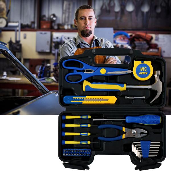 39-teiliger Werkzeugkoffer, mit Schraubendrehern, Bits & Schlüsseln (Stahl). Kompakter Werkzeugsatz für Haus & Hobby. Robuste, zuverlässige Werkzeuge