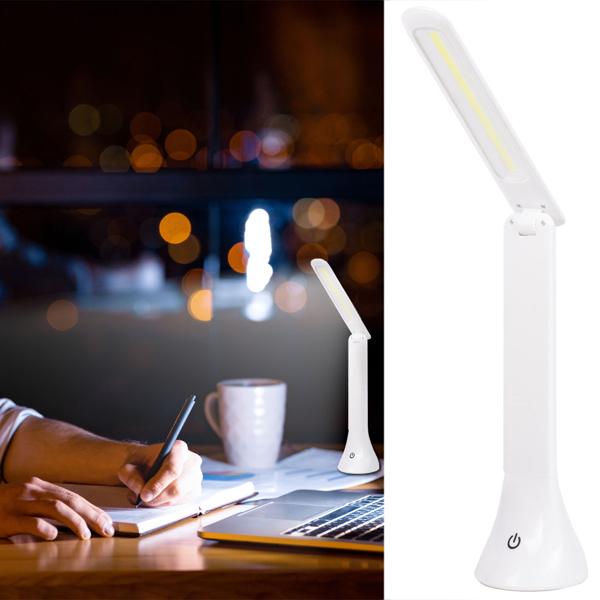 Schreibtischlampe Weiss - 200 Lumen Helligkeit mit Touchsensor für einfaches Anschalten - Modernes Design 7,5x24,8cm USB-Kabel
