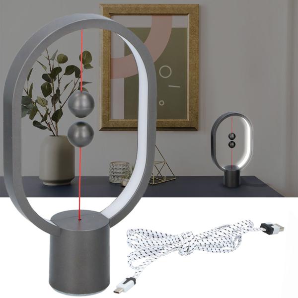Innovative LED-Designleuchte - Magnetisch-elliptische Balance-Lampe mit USB-C (5V/4W) - Einzigartige Tischleuchte - für modernes Ambiente