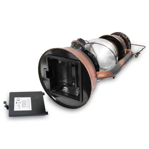 2er Set Sturmlaterne LED (kupferfarben, 25cm) dimmbar, warmweisses Licht – Klassische Laterne mit modernster LED-Technik, batteriebetrieben