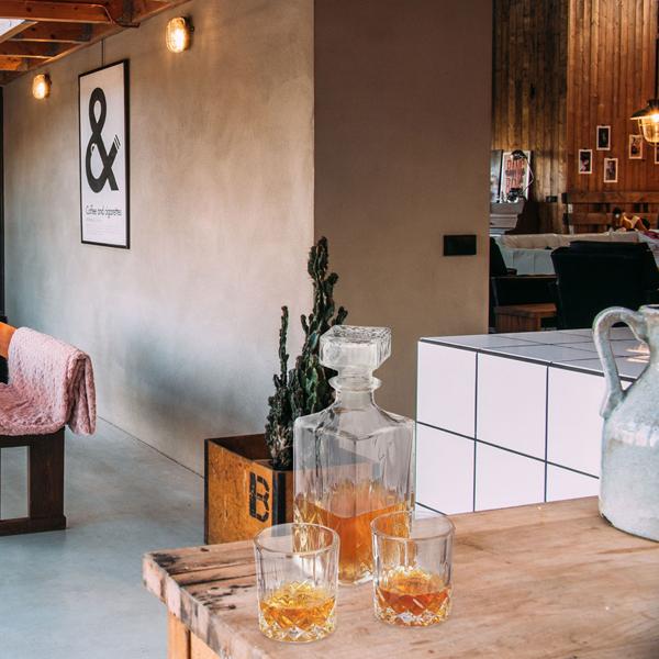 Edles Whiskey Karaffen-Set, 1L, mit 2 Gläsern, Glas hochwertig geschliffen – Stilvolles Whiskey-Set für besondere Anlässe