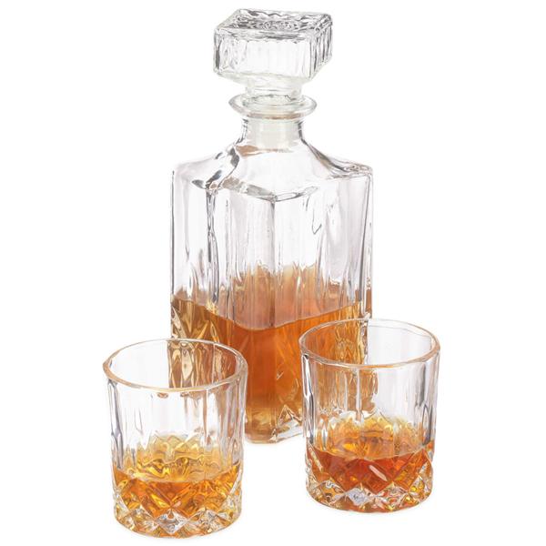 Edles Whiskey Karaffen-Set, 1L, mit 2 Gläsern, Glas hochwertig geschliffen – Stilvolles Whiskey-Set für besondere Anlässe