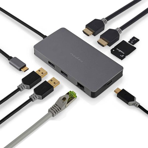 USB-C Hub mit 2x HDMI, Ethernet, USB-A/C, PD3 & Kartenleser – Alle Anschlüsse in einem, der ultimative Multiport-Adapter