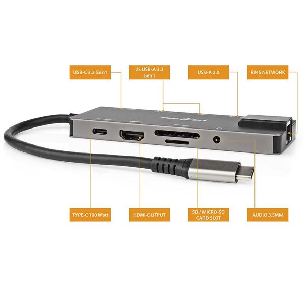 10-in-1 USB-C Dockingstation - HDMI 4K@60Hz - RJ45 Gigabit Ethernet - 3x USB-A, 1x USB-C +PD (100W) & CardReader - PC/Mac kompatibel