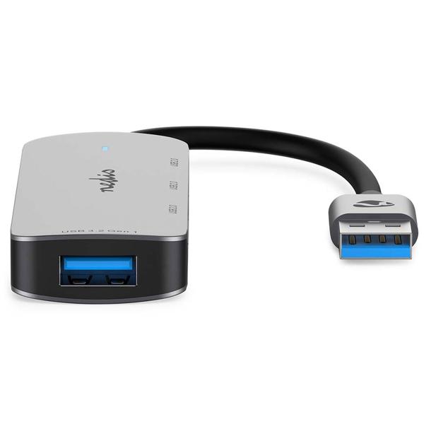 4 Port USB-A Hub - Superspeed USB 3.2 Gen 1 (5 Gbit/s), 3x USB 2.0 (480 Mbit/s) - Plug & Play USB Verteiler für Notebooks - Aluminiumgehäuse