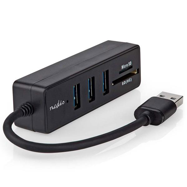5-Port USB 3.2 Hub: Schneller Datenhub mit 3x USB-A & SD/Micro-SD Kartenleser. Vielseitiger USB-Verteiler für Laptop & PC (schwarz)