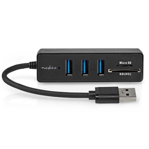 5-Port USB 3.2 Hub: Schneller Datenhub mit 3x USB-A & SD/Micro-SD Kartenleser. Vielseitiger USB-Verteiler für Laptop & PC (schwarz)