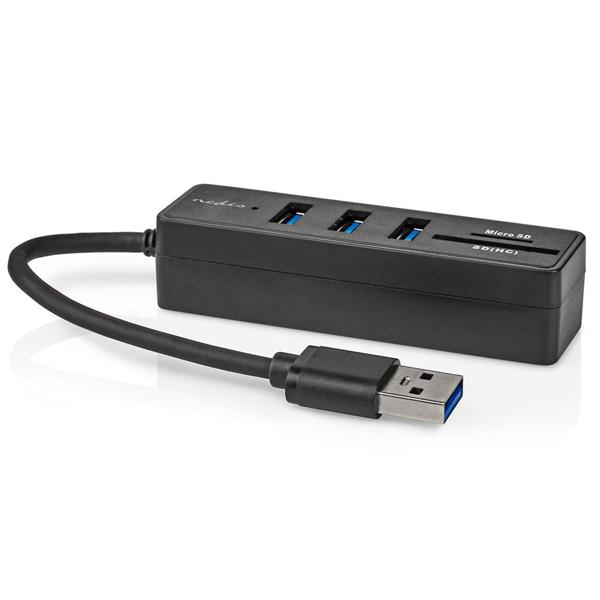 5-Port USB 3.2 Hub: Schneller Datenhub mit 3x USB-A & SD/Micro-SD Kartenleser. Vielseitiger USB-Verteiler für Laptop & PC (schwarz)