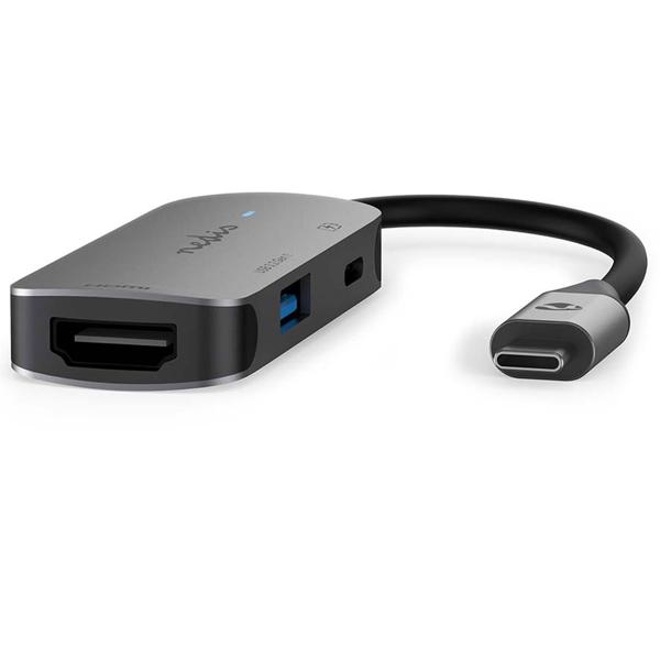 USB Multiport Adapter - HDMI 4K@30Hz Ausgang - USB-A 3.2 Gen 1 (5 Gbit/s) - USB-C PD 100W - Aluminium Hub für Laptop, MacBook & Smartphones