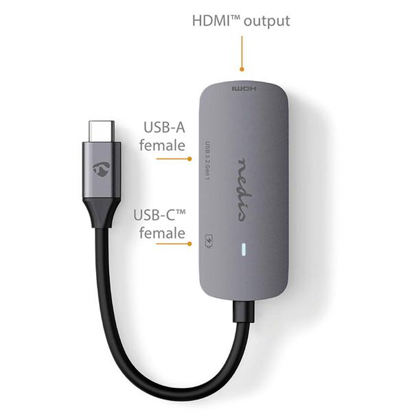 USB Multiport Adapter - HDMI 4K@30Hz Ausgang - USB-A 3.2 Gen 1 (5 Gbit/s) - USB-C PD 100W - Aluminium Hub für Laptop, MacBook & Smartphones