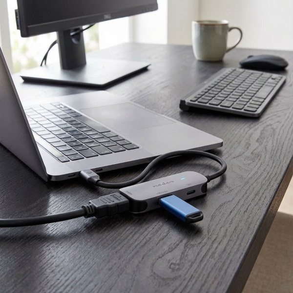 USB Multiport Adapter - HDMI 4K@30Hz Ausgang - USB-A 3.2 Gen 1 (5 Gbit/s) - USB-C PD 100W - Aluminium Hub für Laptop, MacBook & Smartphones