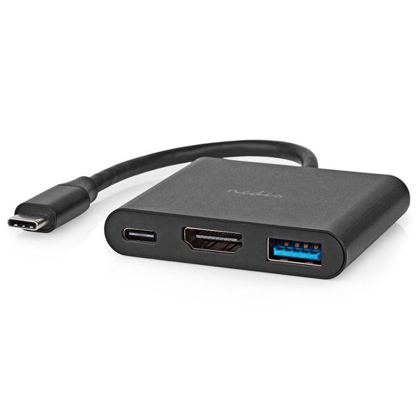 Vielseitiger USB-C Hub – schwarz, Multiport Adapter mit USB Typ-C, 4K@30Hz HDMI, USB-A, 5 Gbps Datenübertragung, kompakt & leistungsstark