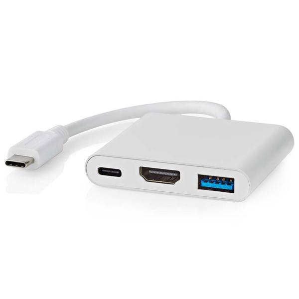USB-C Multiport Adapter mit 4K HDMI & schnellem USB-A: Weisser USB-C Hub (5 Gbps) für Notebook, Tablet & Smartphone – vielseitig & leistungsstark