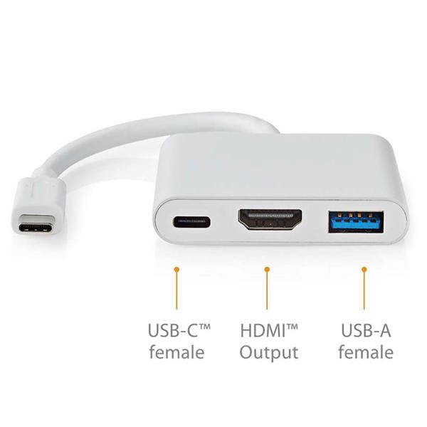 USB-C Multiport Adapter mit 4K HDMI & schnellem USB-A: Weisser USB-C Hub (5 Gbps) für Notebook, Tablet & Smartphone – vielseitig & leistungsstark