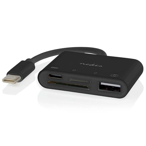 USB-C Hub - Multiport Adapter 1 x USB C und 1 x USB A plus SD und MicroSD Kartenleser, bis zu 480 Mbit, schwarz