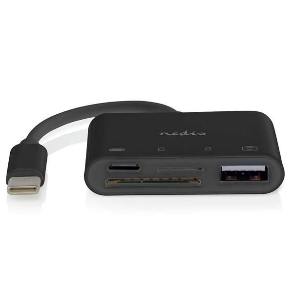 USB-C Hub - Multiport Adapter 1 x USB C und 1 x USB A plus SD und MicroSD Kartenleser, bis zu 480 Mbit, schwarz