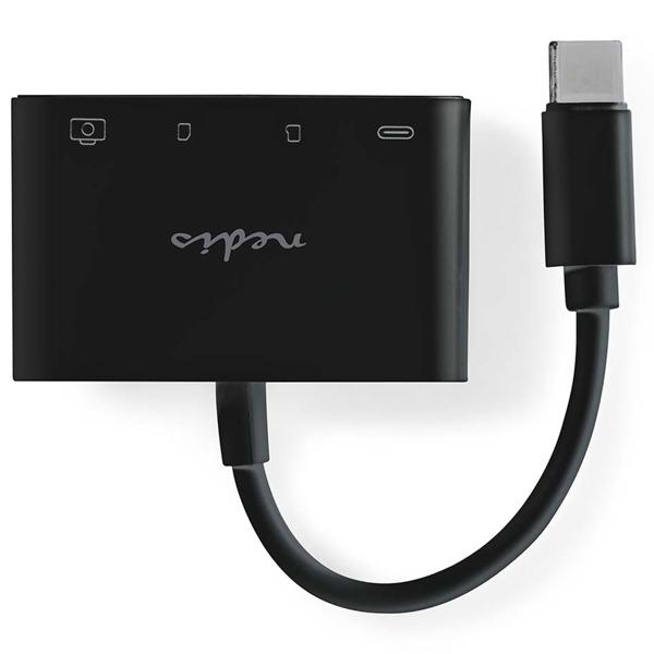 USB-C Hub - Multiport Adapter 1 x USB C und 1 x USB A plus SD und MicroSD Kartenleser, bis zu 480 Mbit, schwarz