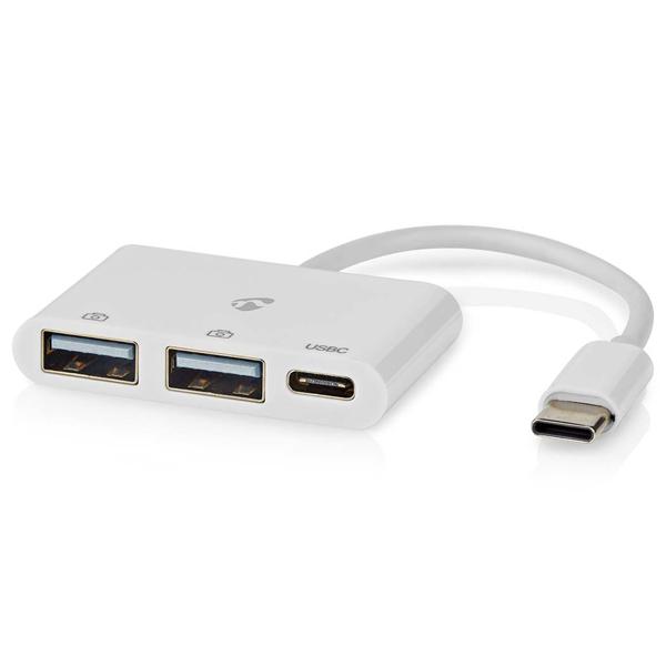 USB-C Multiport Adapter mit schnellem USB-A & USB-C: Weißer USB-C Hub (480 Mbit/s) für Notebook, Tablet & Smartphone – vielseitig & kompakt