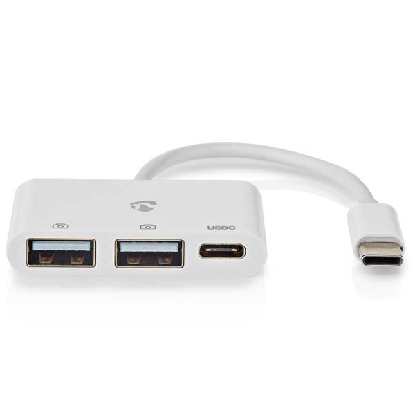 USB-C Multiport Adapter mit schnellem USB-A & USB-C: Weißer USB-C Hub (480 Mbit/s) für Notebook, Tablet & Smartphone – vielseitig & kompakt