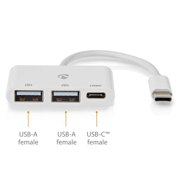 USB-C Multiport Adapter mit schnellem USB-A & USB-C: Weißer USB-C Hub (480 Mbit/s) für Notebook, Tablet & Smartphone – vielseitig & kompakt