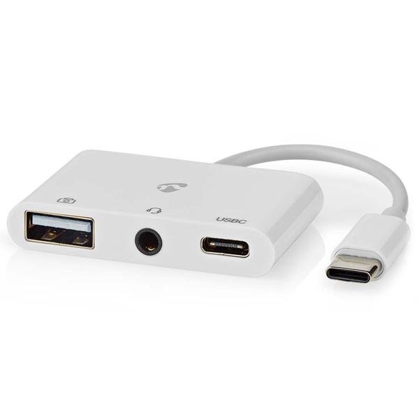 USB-C Multiport-Adapter - Dockingstation für USB-C Geräte - 1x USB-A, 1x USB-C, 1x 3.5mm Audio - 480 Mbit/s Datenübertragung - Kompakt & Reisefreundlich