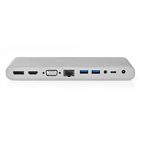 Full-Function 12-in-1 USB-C Dockingstation, Aluminium, 5 Gbit/s, USB 3.0 – HDMI, DisplayPort, VGA, RJ45 & Audio, USB A / C - die ultimative Anschlusslösung