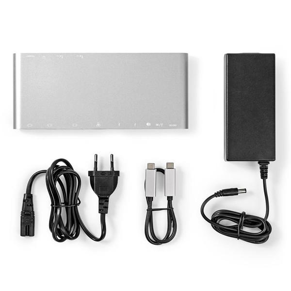 Full-Function 12-in-1 USB-C Dockingstation, Aluminium, 5 Gbit/s, USB 3.0 – HDMI, DisplayPort, VGA, RJ45 & Audio, USB A / C - die ultimative Anschlusslösung