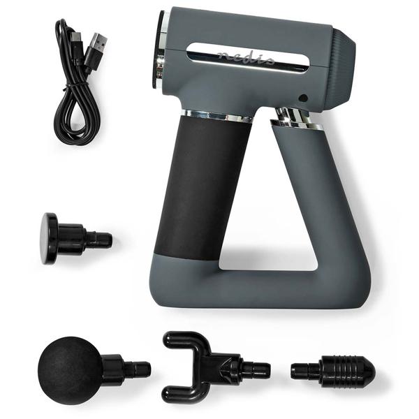 Premium Sport-Massagepistole: 6 Geschwindigkeiten, 4 Aufsätze – Effektive Tiefenmassage der Muskulatur, für schnellere Regeneration