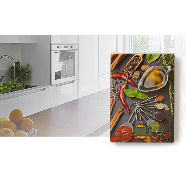 Moderne Digitale Küchenwaage (14x1,5x19,5cm) aus Glas – Batteriebetrieben, bis 5kg – Stilvolles Design & Präzision für jede Küche