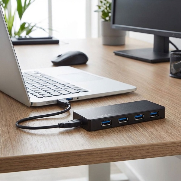 USB Hub 3.2 Gen 1 - Multiport USB-Erweiterung für PC & Notebook - 4x USB-Ports, ext. Stromversorgung, Plug & Play, 1.45m Kabel, 2.5W