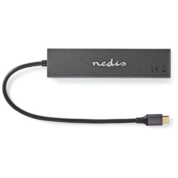 4 Port USB-C Hub - USB-C male auf 4 USB-C female - USB-SuperSpeed 10 Gbit/s, 1x PD3.0 100W, 3x USB-C 3.2 Gen 2 - Aluminiumgehäuse - Plug & Play