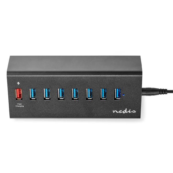 7-Port USB 3.0 Hub - Für PC/Laptop, Smartphones, Drucker & Festplatten - 5 Gbit/s - Überspannungsschutz - Aluminium - Windows/Mac OS - Plug & Play