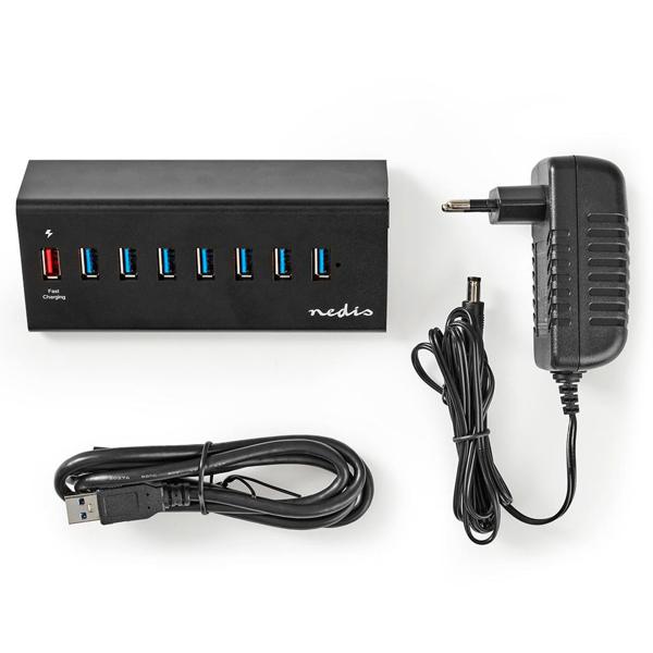 7-Port USB 3.0 Hub - Für PC/Laptop, Smartphones, Drucker & Festplatten - 5 Gbit/s - Überspannungsschutz - Aluminium - Windows/Mac OS - Plug & Play