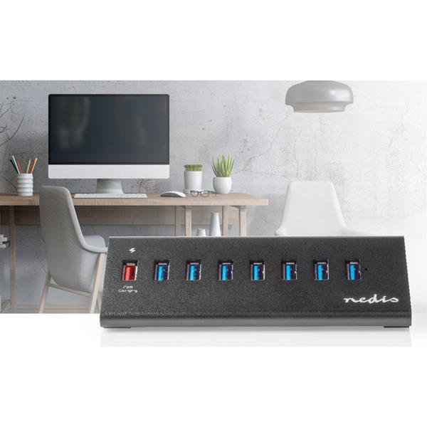 7-Port USB 3.0 Hub - Für PC/Laptop, Smartphones, Drucker & Festplatten - 5 Gbit/s - Überspannungsschutz - Aluminium - Windows/Mac OS - Plug & Play