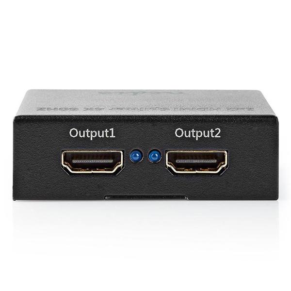 Leistungsstarker 1 zu 2 HDMI Splitter: Verteilt Ultra HD HDMI Signale auf zwei HD-Bildschirme, schwarz, erstklassige Signal-Qualität