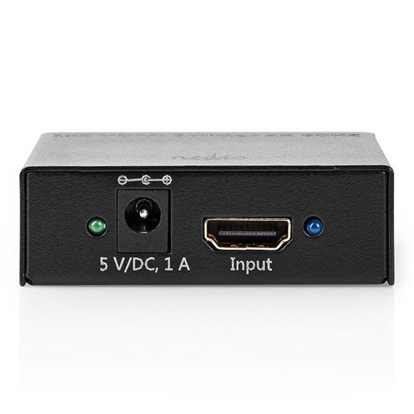 Leistungsstarker 1 zu 2 HDMI Splitter: Verteilt Ultra HD HDMI Signale auf zwei HD-Bildschirme, schwarz, erstklassige Signal-Qualität