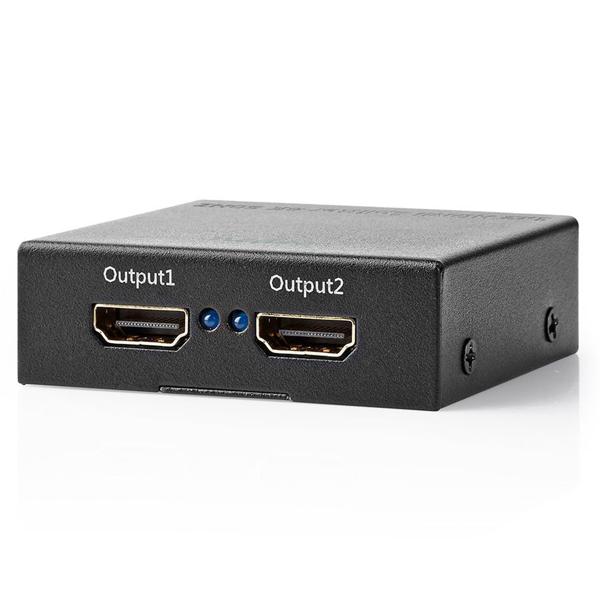 Leistungsstarker 1 zu 2 HDMI Splitter: Verteilt Ultra HD HDMI Signale auf zwei HD-Bildschirme, schwarz, erstklassige Signal-Qualität