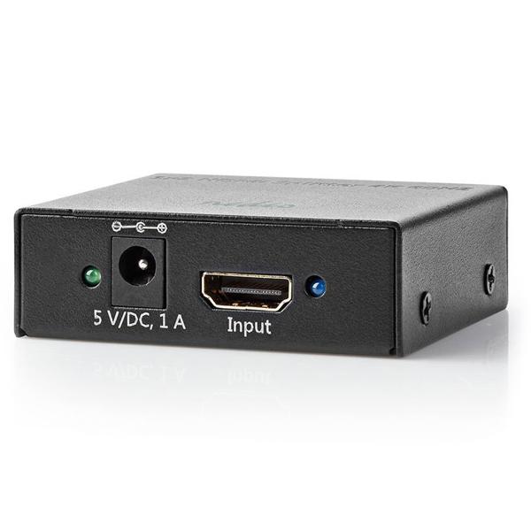 Leistungsstarker 1 zu 2 HDMI Splitter: Verteilt Ultra HD HDMI Signale auf zwei HD-Bildschirme, schwarz, erstklassige Signal-Qualität
