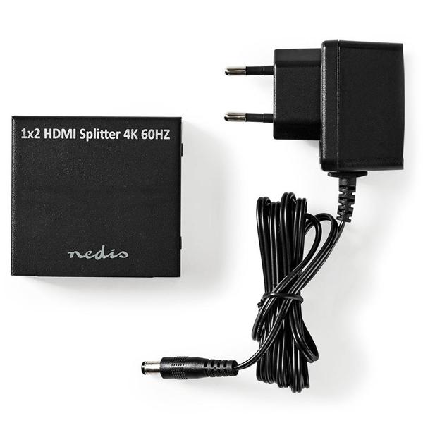 Leistungsstarker 1 zu 2 HDMI Splitter: Verteilt Ultra HD HDMI Signale auf zwei HD-Bildschirme, schwarz, erstklassige Signal-Qualität