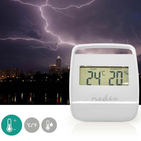 Präzises digitales Thermometer & Hygrometer in Weiss mit großem Display – ideal für den Innenraum, zur Temperatur- & Luftfeuchtigkeitsmessung