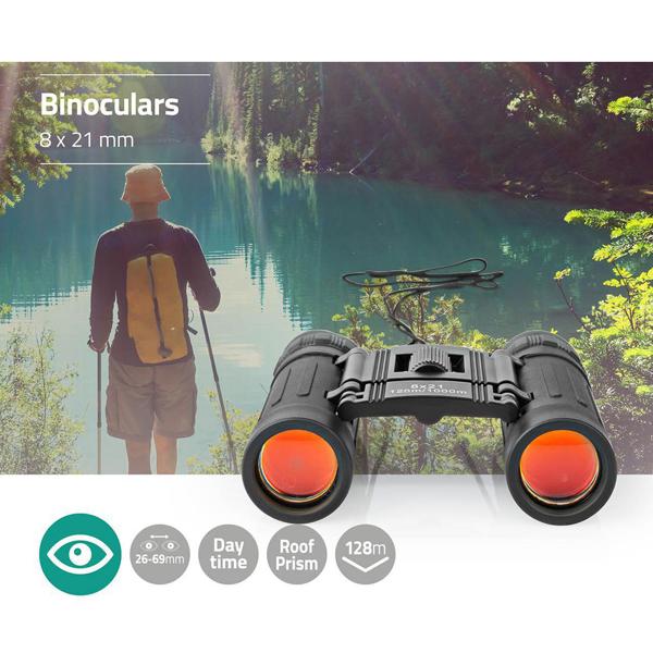 Kompaktes Fernglas 8x21 Dachkantprisma - Ideal für Wandern, Reisen & Outdoor - 128m Sichtfeld - Robust mit Dioptrienkorrektur, inkl. Tasche - 141g