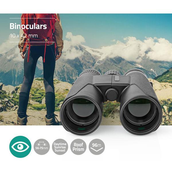 Kompaktes 10x42 Fernglas mit Dachkantprisma & Tasche – 96m Sichtfeld, schwarz – Für klare Sicht bei jeder Outdoor-Aktivität