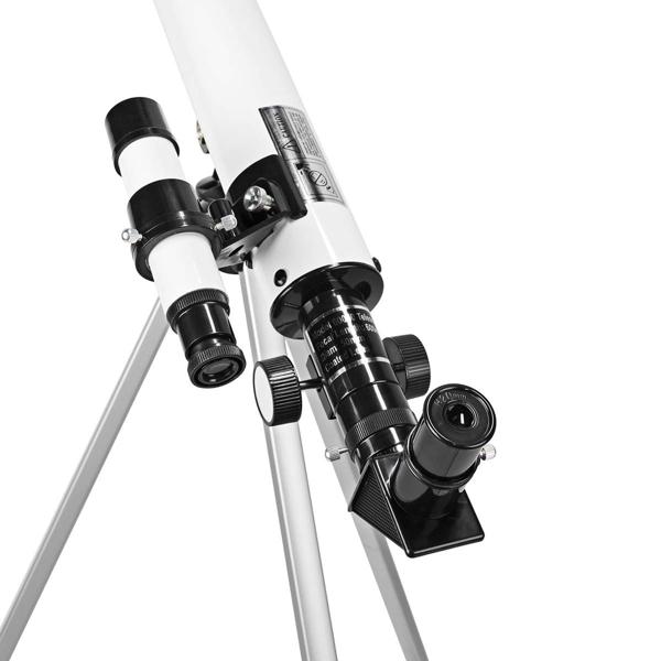 Teleskop Komplett-Set für Einsteiger: 50/600mm - Refractor-Teleskop mit Aluminium-Stativ (H bis 125cm) - Ideal für Mond, Planeten & Sterne
